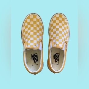 Yellow checkered slip on vans